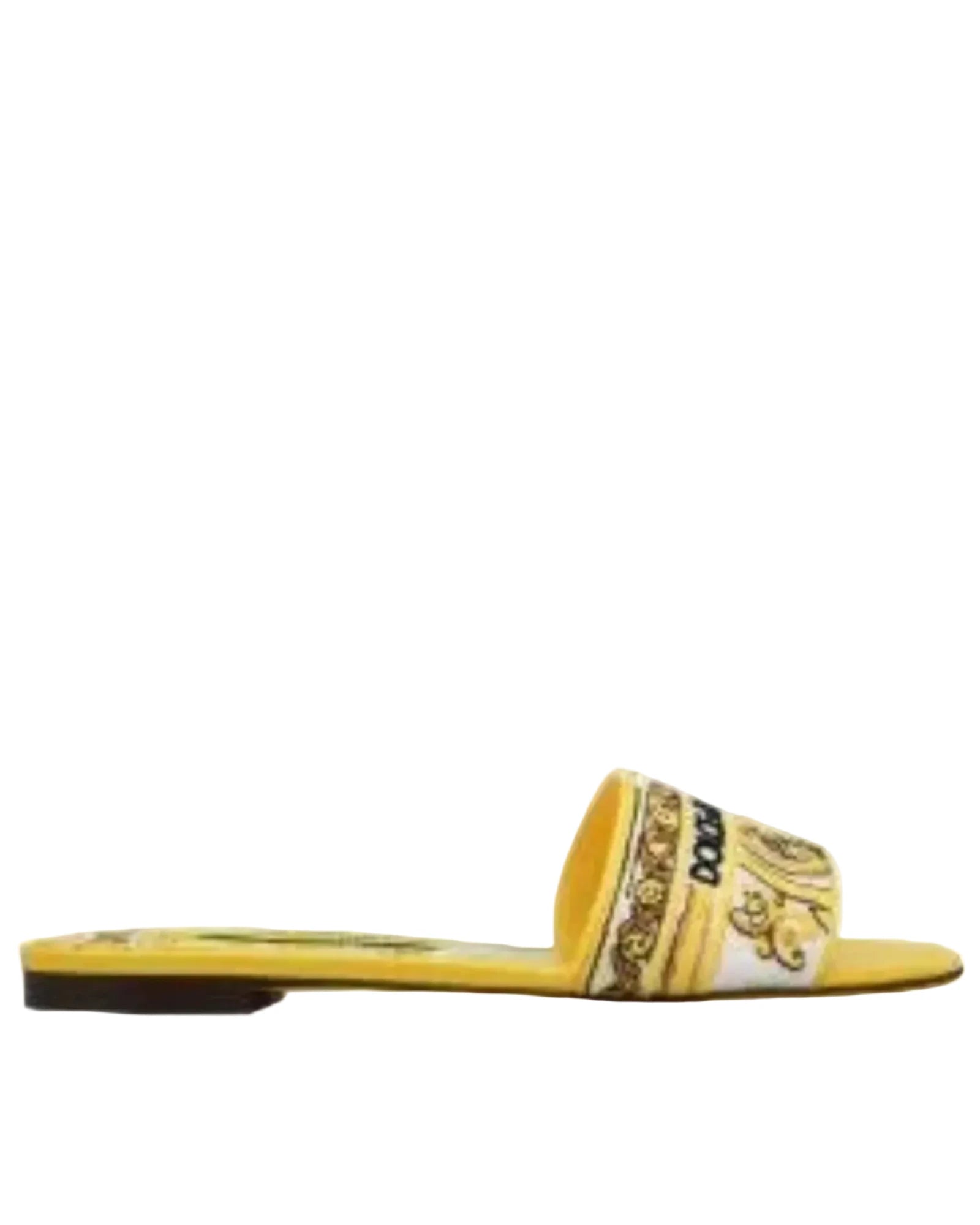 DOLCE & GABBANA Yellow Multi Leather Flat Sole Shoes - Front View
